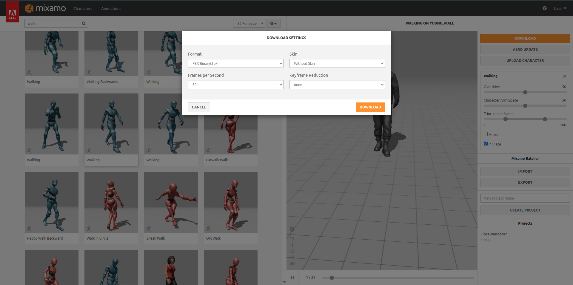 Download animation without skin